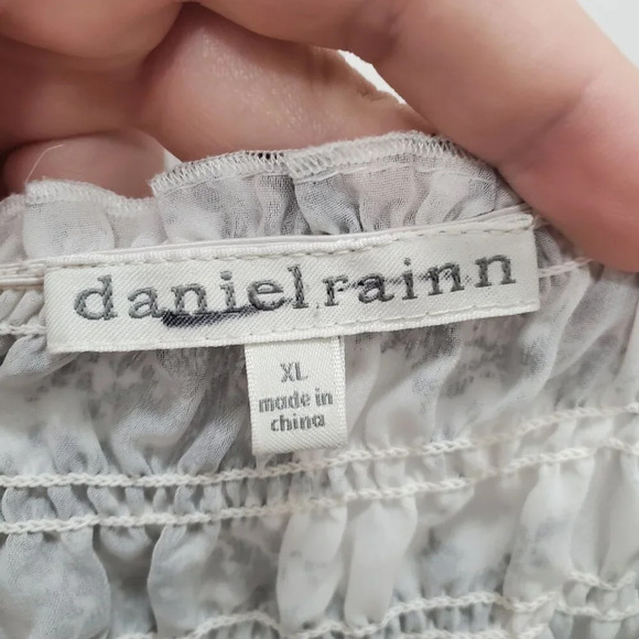 Daniel Rainn Women's White Black‎ Marble Print Chiffon Victorian Lace Tank XL - Picture 6 of 8